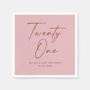 Twenty One Birthday   Dusty Rose Pink Elegant Napkin