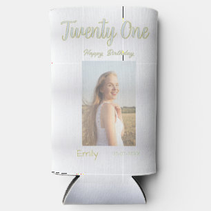 twenty one birthday green photo ombre girl grey tr seltzer can cooler