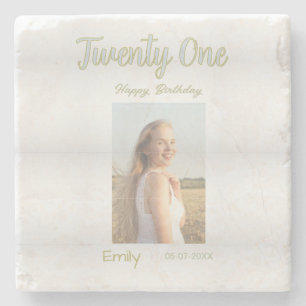 twenty one birthday green photo ombre girl grey tr stone coaster