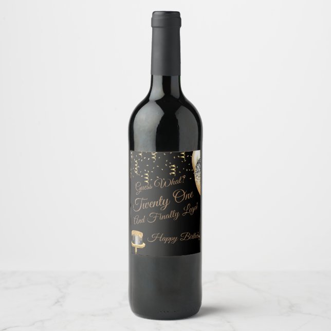 Twenty One Birthday Wine Label (Front)