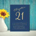 Twenty One Blue Gold 21st Birthday Party Invitation<br><div class="desc">Celebrate your 21st birthday in style with our personalised blue and gold script 21st birthday party invitation. Featuring a beautiful font and an elegant design, this invitation will make your party stand out. Our invitations make it easy to personalise and send out your invites so that you can start the...</div>