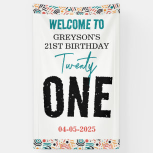 Twenty one   Colourful Geometric 21st Birthday Banner