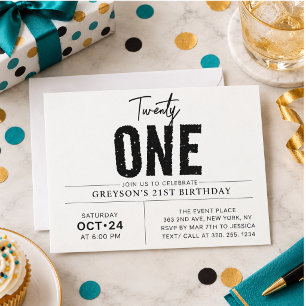 Twenty one Colourful Geometric 21st Birthday Invitation