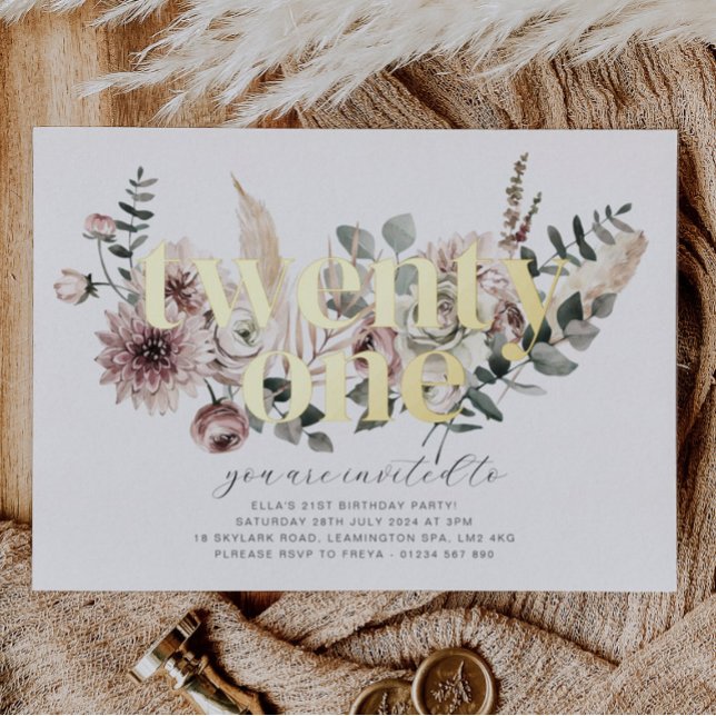 Twenty One Florals - 21st Birthday - Gold (Creator Uploaded)