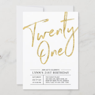 Twenty one Gold 21st Birthday Party Invitation