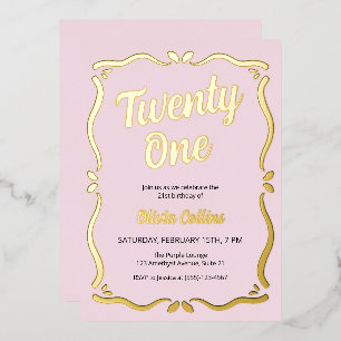 Twenty One Gold Script Blush Pink 21st Birthday