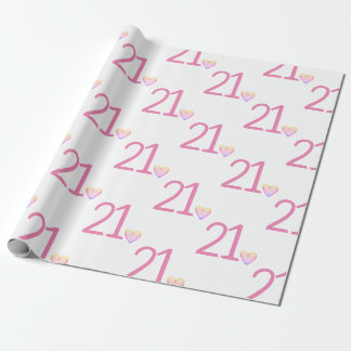 Twenty One Heart Birthday  Wrapping Paper