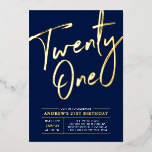 Twenty One Lettering Navy blue 21st Birthday Party