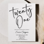 Twenty One Minimal Elegant 21st Birthday Party Invitation<br><div class="desc">This is a Twenty One Minimal Minimalist Black White 21st Birthday Party Invitation!</div>