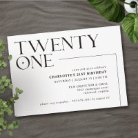 Twenty One | Modern Black and White 21st Birthday