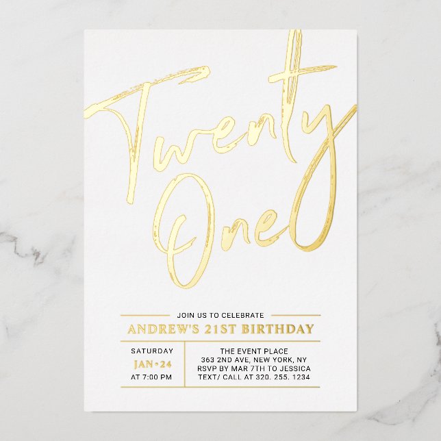 Twenty One Modern Gold 21st Birthday Party (Front)