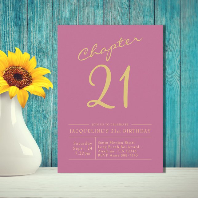 Twenty One Pink Gold 21st Birthday Party Invitation (Creator Uploaded)