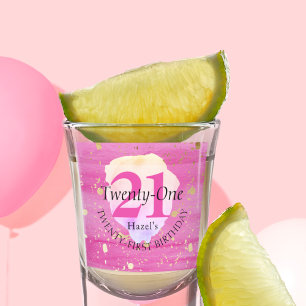 Twenty One Pretty Rose Pink Pretty Birthday Party Shot Glass