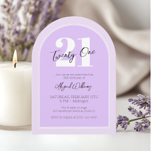 Twenty One Purple Arch Elegant 21st Birthday Party Invitation