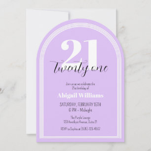Twenty One Purple Black Arch Chic 21st Birthday Invitation