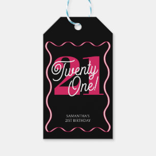 Twenty One Retro Wavy Minimalist 21st Birthday Gift Tags