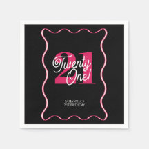 Twenty One Retro Wavy Minimalist 21st Birthday