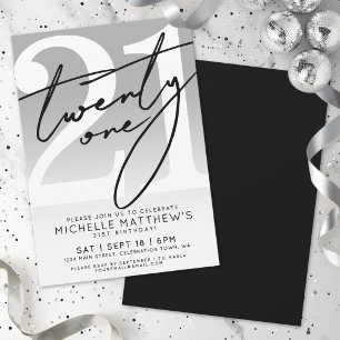 Twenty One Simple Script 21st Birthday Invitation