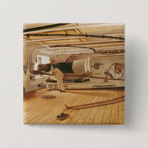 Twenty-Seven Pound Cannon on a Battleship 15 Cm Square Badge