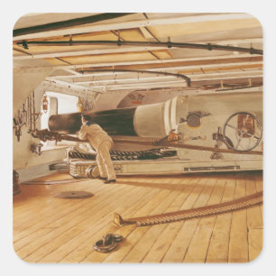 Twenty-Seven Pound Cannon on a Battleship Square Sticker