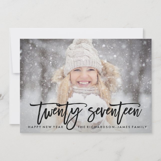 Twenty Seventeen | Trendy Typography with Photo Holiday Card (Front)