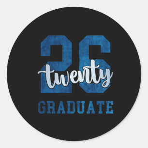 Twenty Six Graduate Cl Of 2026 Blue Senior Graduat Classic Round Sticker