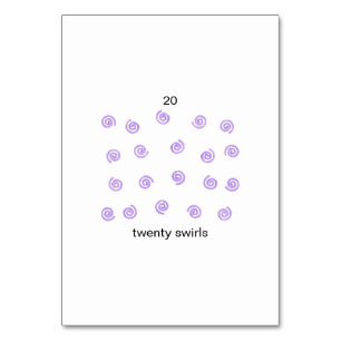 Twenty swirls on custom number flashcards table number