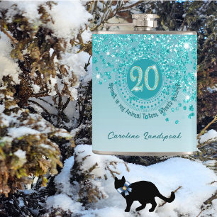 Twenty & Teal Blue Glitter & Drinking Quote Hip Flask