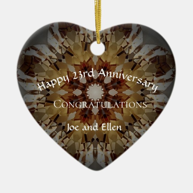 Twenty Third Wedding Anniversary, Topaz, Keepsake Ceramic Tree Decoration (Front)