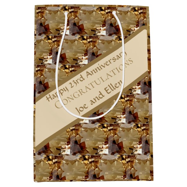 Twenty Third Wedding Anniversary, Topaz,   Medium Gift Bag (Front)