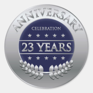 Twenty Three Years Anniversary Silver Medal Classic Round Sticker