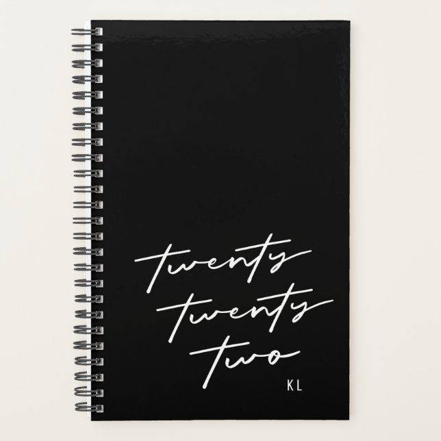 Twenty Twenty Two Black and White Script Planner (Front)