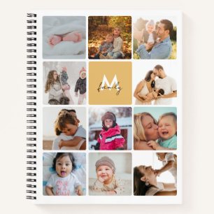 Twenty-Two Photo Collage Simple Monogram Family Notebook