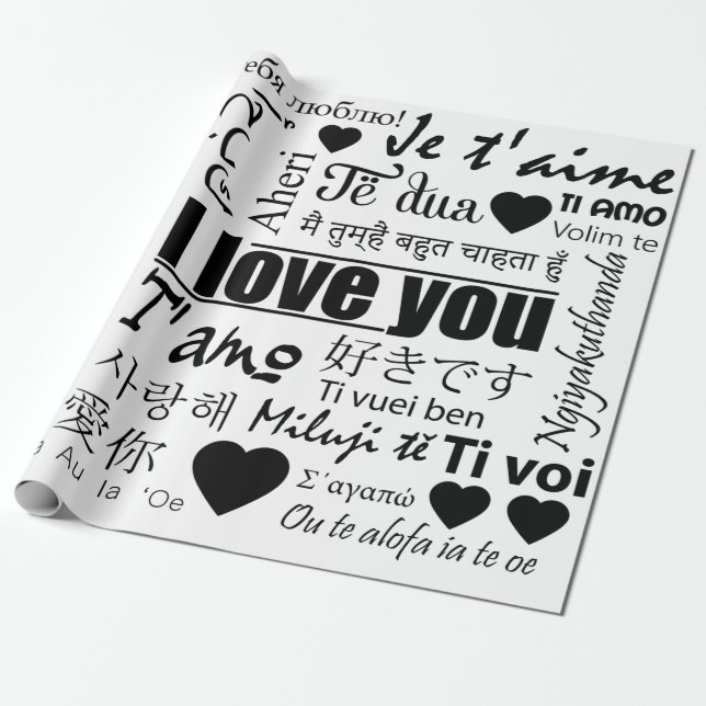Twenty-Two Ways to Say I Love You Wrapping Paper (Unrolled)