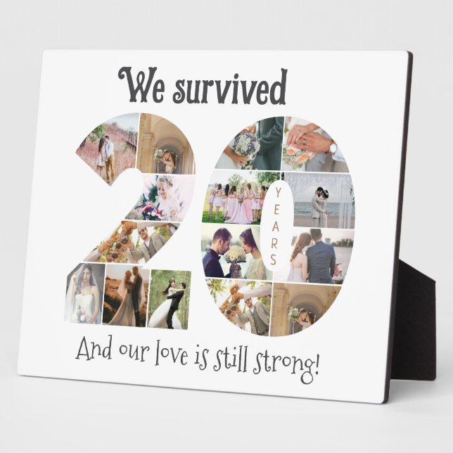 Twenty Year Wedding Anniversary Photo Plaque (Side)