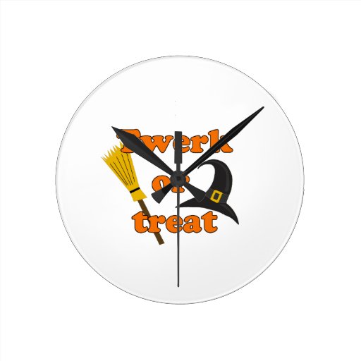 Twerk or treat - Halloween funny design Round Clock - 18.50 Twerk or treat - Halloween funny design Round Clock