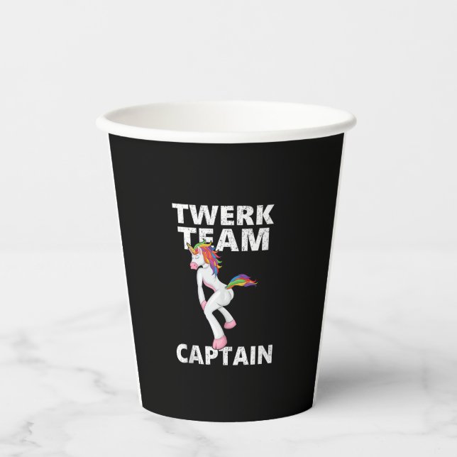 Twerk Team Captain Shirt, Funny Unicorn Tank Top Paper Cups (Front)