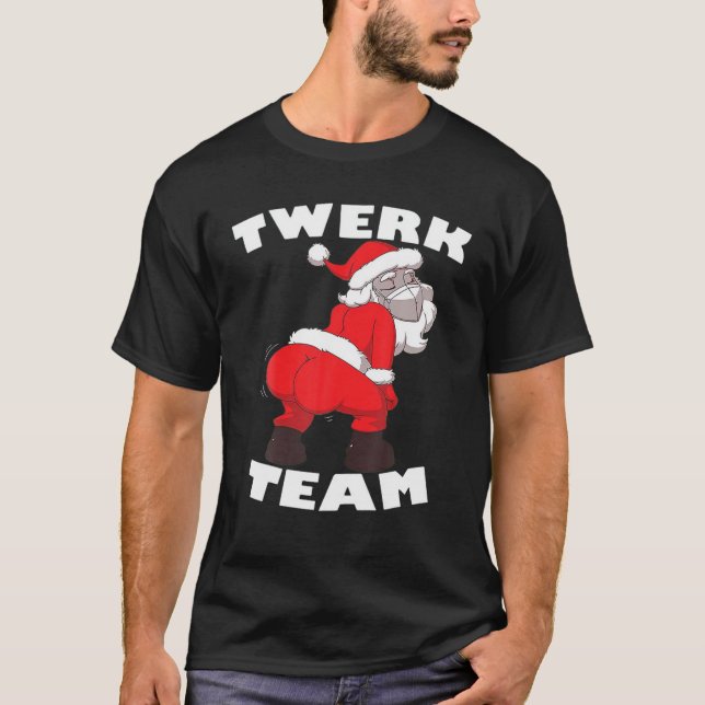 Twerk Team Santa Christmas Family Matching Pajamas T-Shirt (Front)