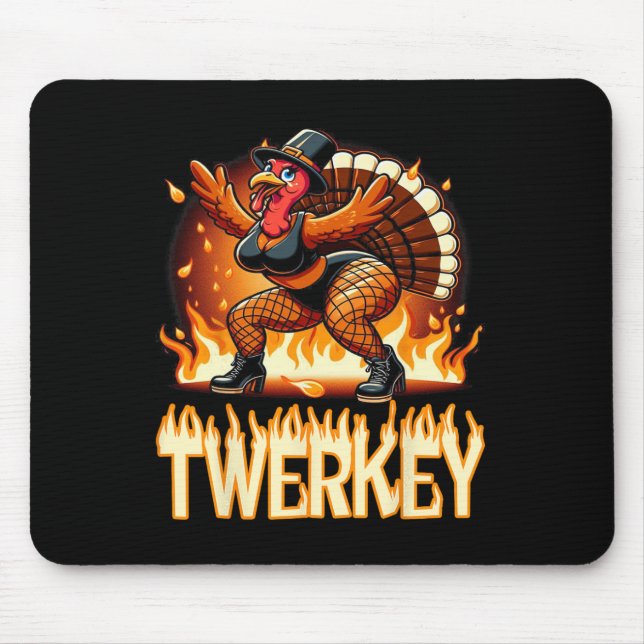 Twerkey Squad Twerking Funny Dancing Turkey Thanks Mouse Mat (Front)