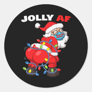 Twerking Santa Claus In Mask Gatland Jolly Af Chri Classic Round Sticker