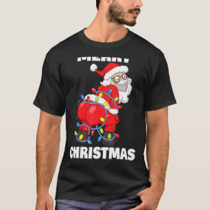 Twerking Santa Claus In Mask Merry Christmas Tree T-Shirt