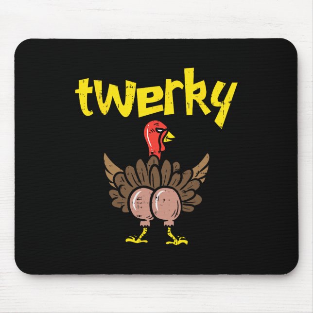 Twerky Turkey Butt Fun Thanksgiving Twerk Dance Pu Mouse Mat (Front)