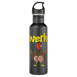Twerky Turkey Butt Funny Thanksgiving Twerk Dance  710 Ml Water Bottle