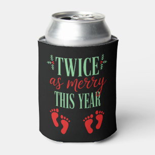 Twice As Merry This Year Christmas Twins Baby Feet Can Cooler