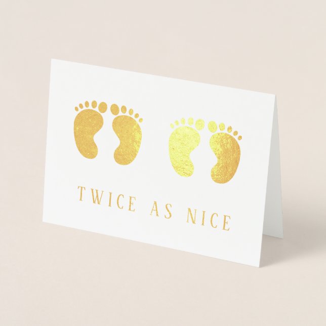 Twice as Nice Twins New baby Gold Foil Card (Front)
