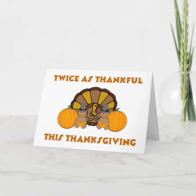 Twice As Thankful This Thanksgiving AA Holiday Card (Front)
