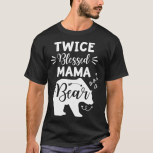 Twice Blessed Mama Bear Heart & Arrow Mum With Two T-Shirt