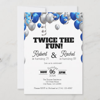 Twice the Fun Double Birthday Celebration Invite