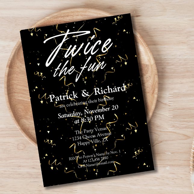 Twice the Fun Friends Joint Birthday Double Invitation (Creator Uploaded)