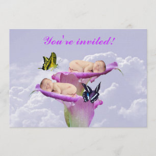Twice the joy with baby twins shower invitation